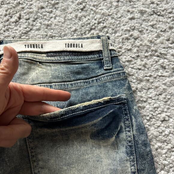 Men's YoungLA DistressedDenim Shorts, 34", NWT, IndigoWashed - Picture 11 of 11